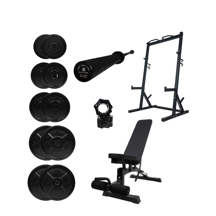 Better Body Power Bundle with Incline Squat Rack | 5-45lbs
