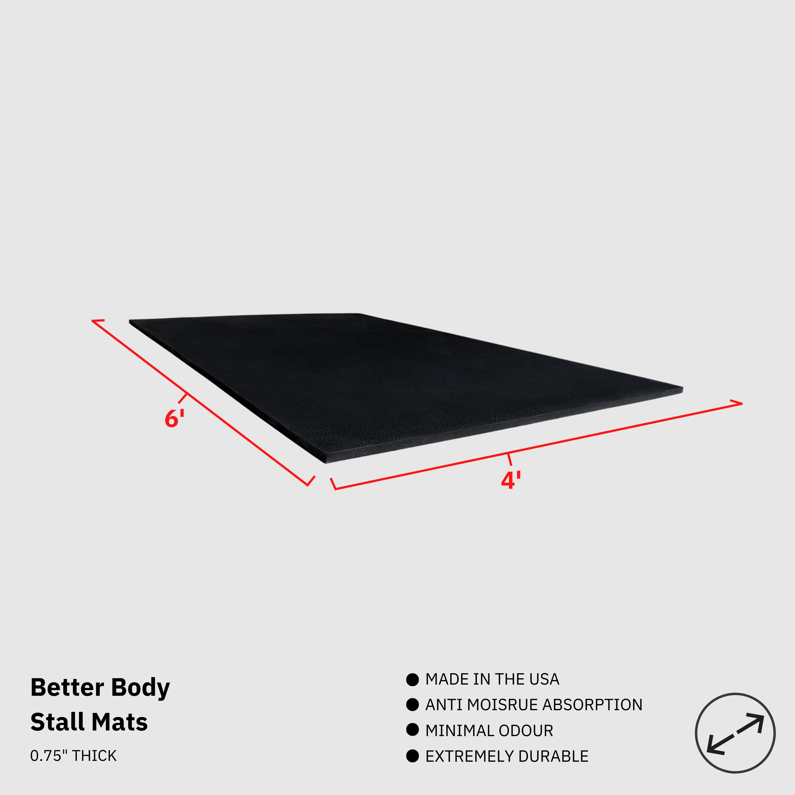 Better Body Rubber Stall Mats (4x6) Footprint