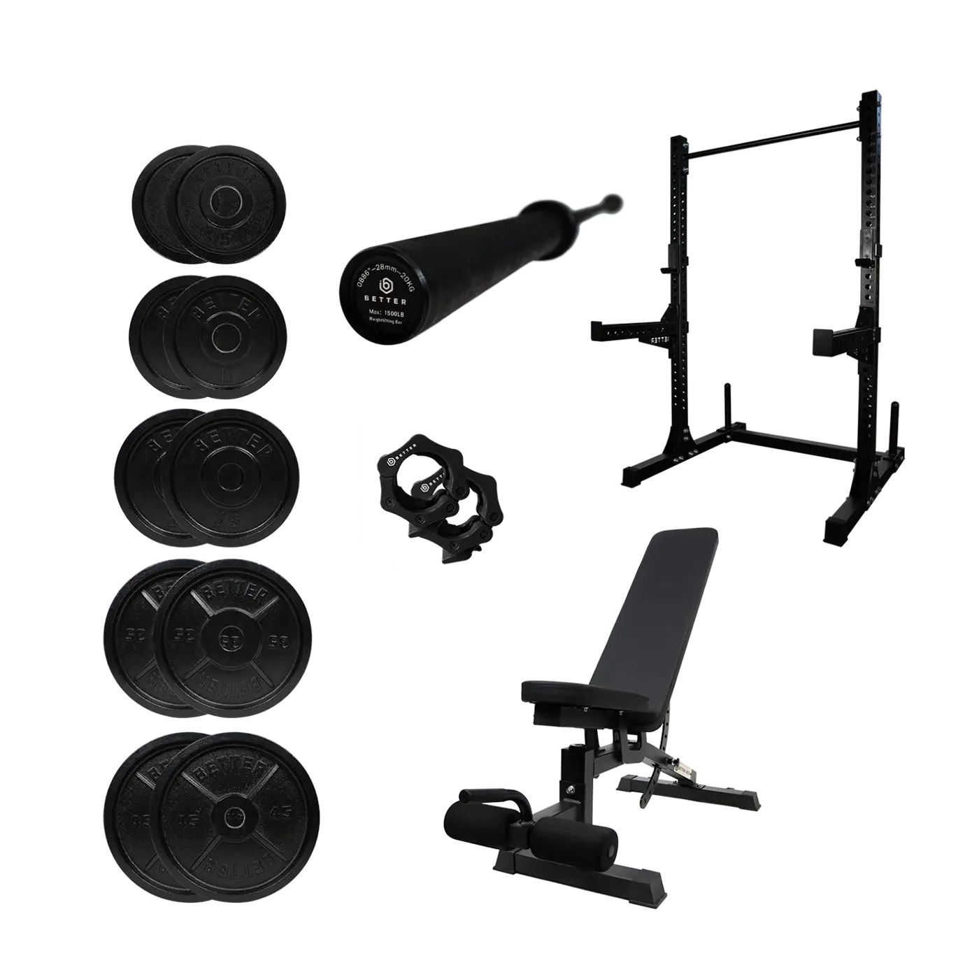 Power Bundle with Squat Rack Weight Set Bench