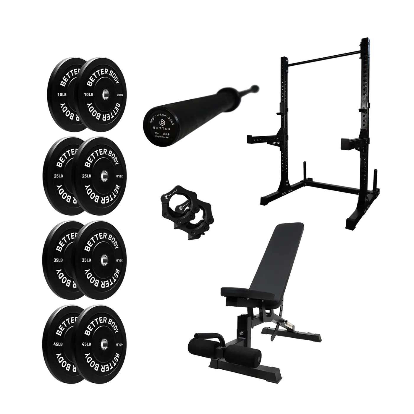 Barbell Best Home Gym Equipment Setup Power Bundle With Squat Rack