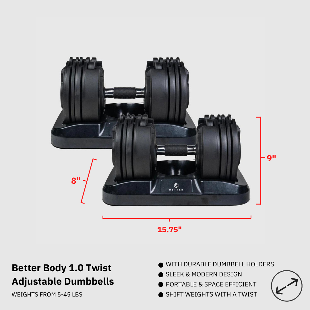 Better Body Twist Adjustable Dumbbells 1.0 | 5 - 45lbs Footprint