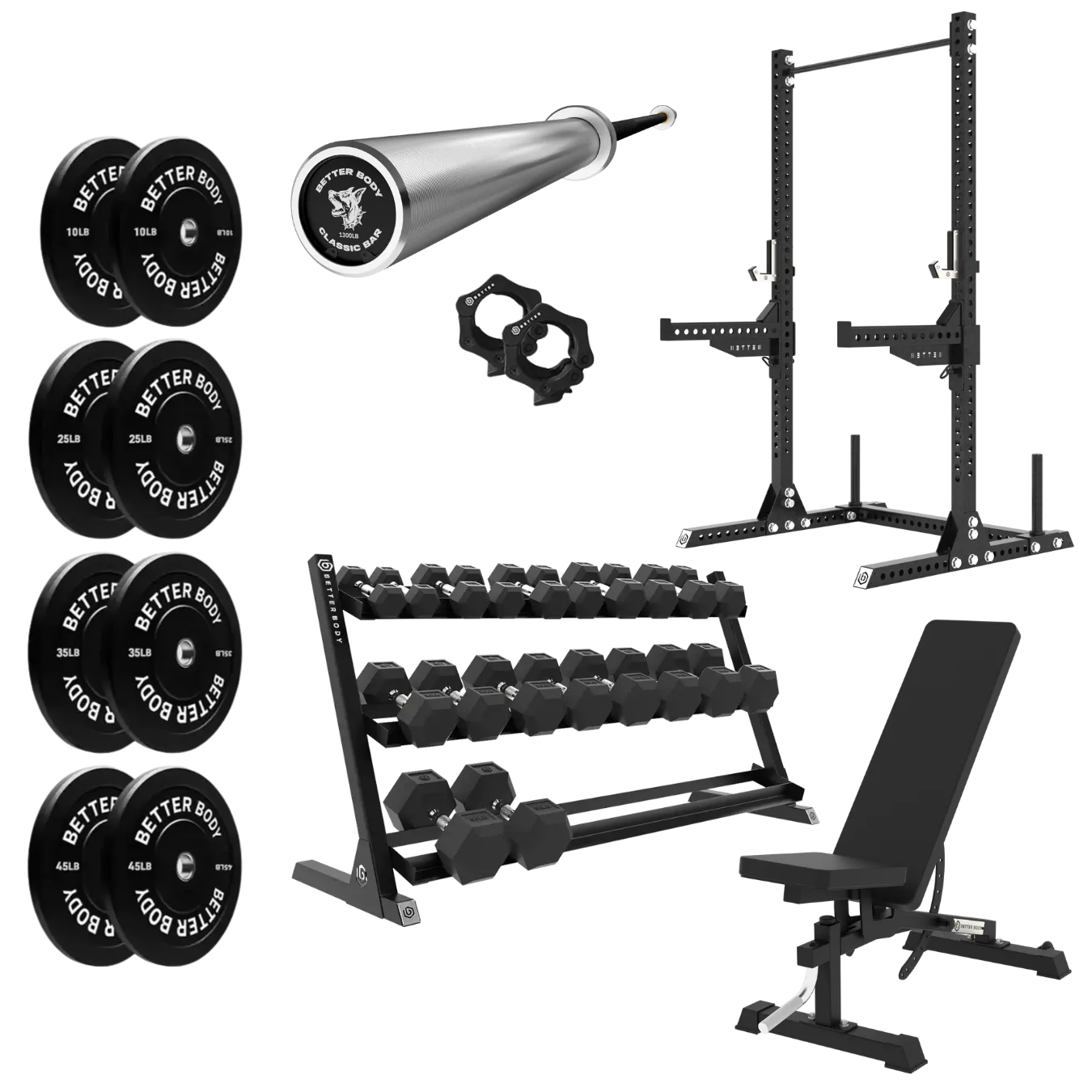 Better Body Power Bundle with Squat Rack | 5-45lbs