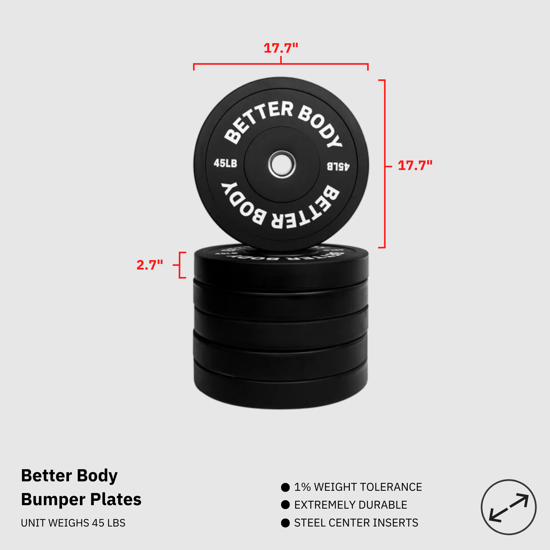 Better Bumper Plates | Sets of two | 10 - 45lbs Footprint