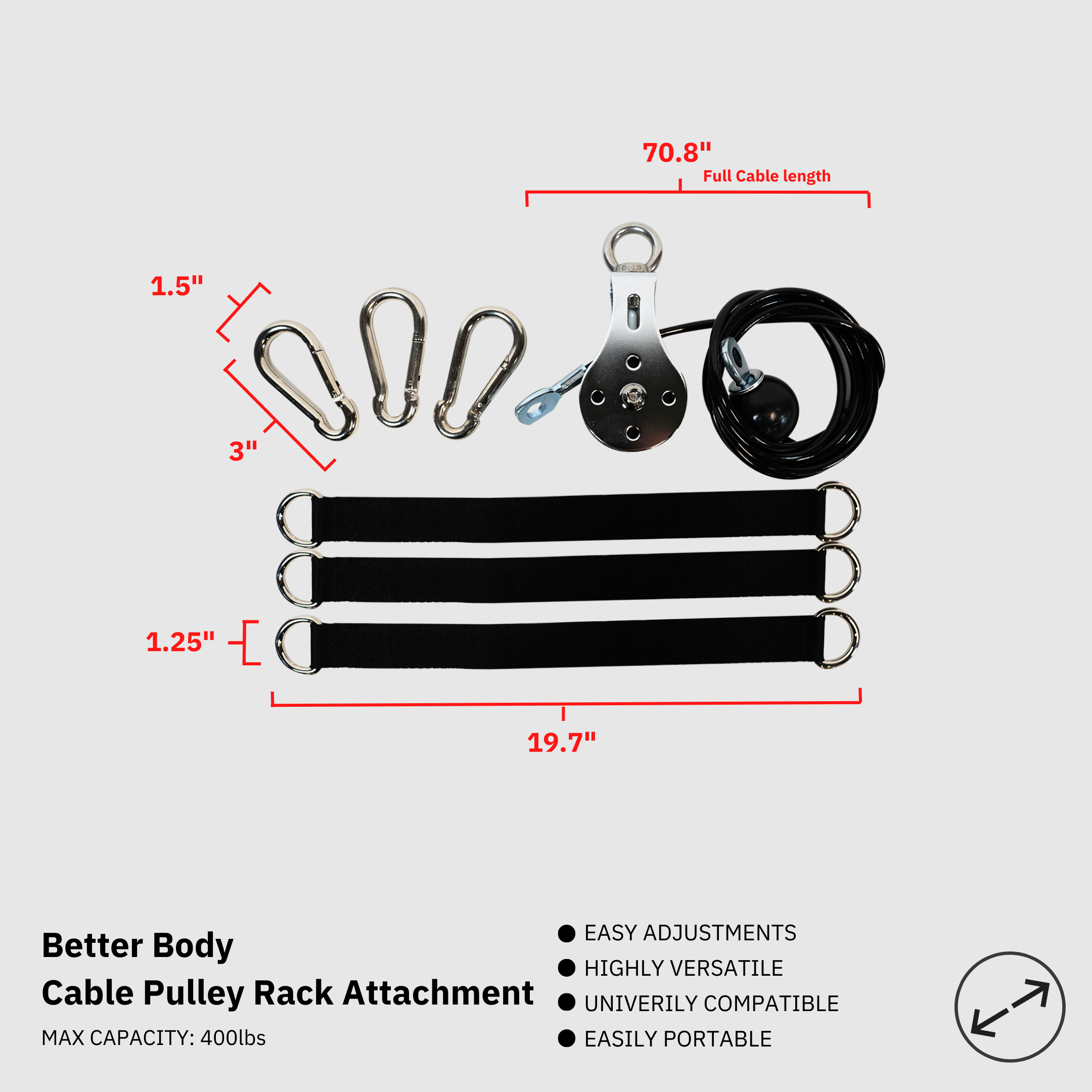 Better Body Cable Pulley | Rack Attachment Footprint