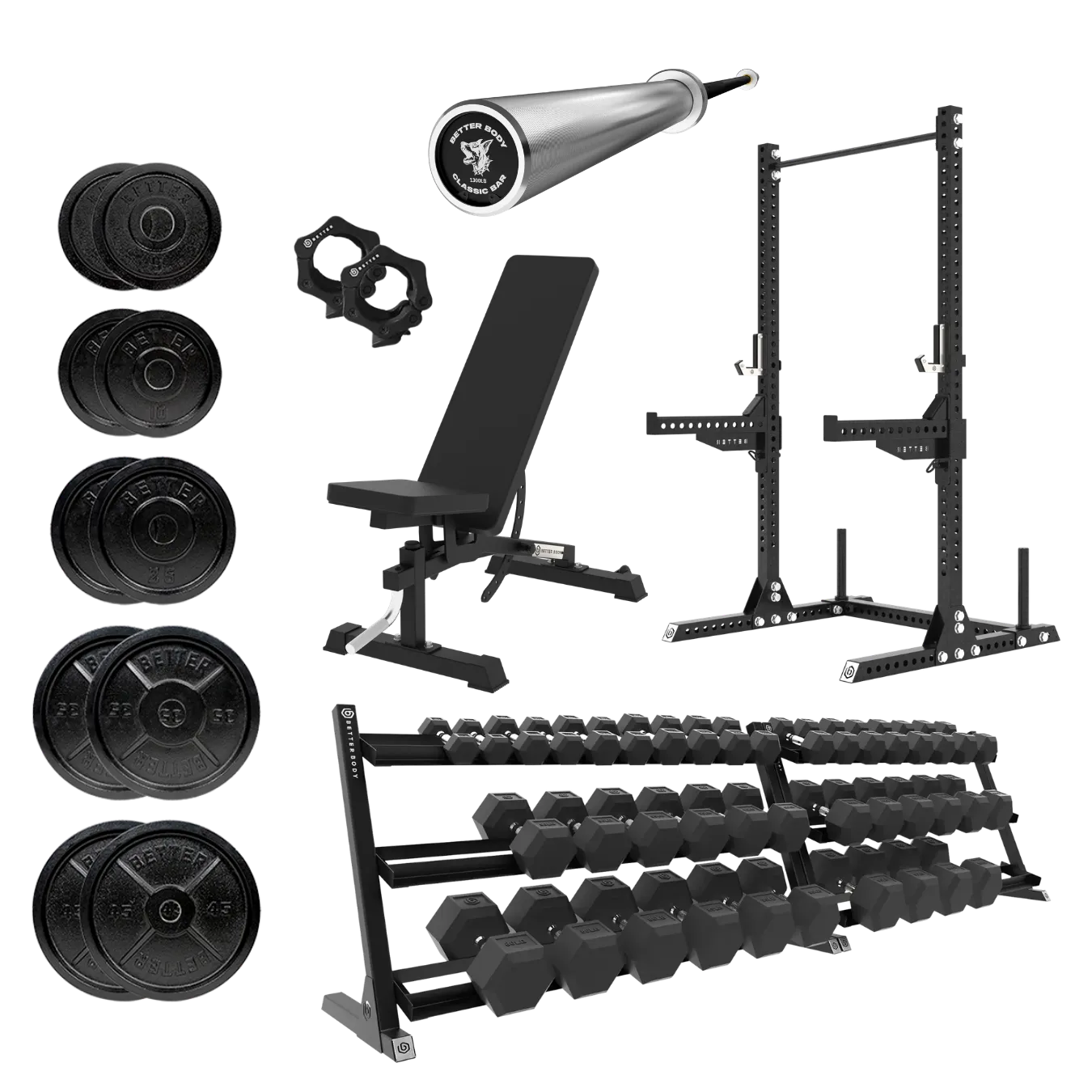 Better Body Power Bundle with Squat Rack | 5-45lbs