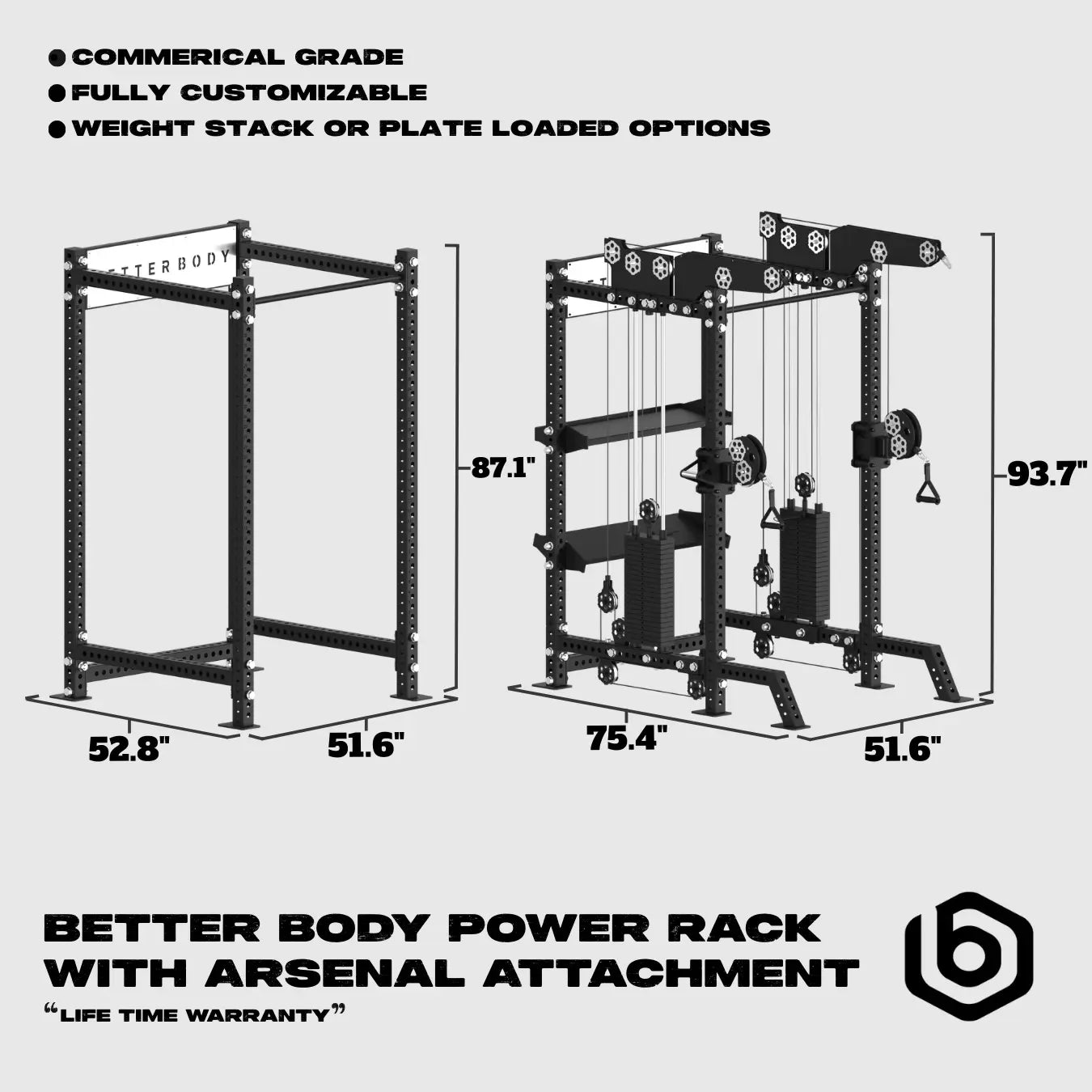 Power Rack with Arsenal Attachment Footprint