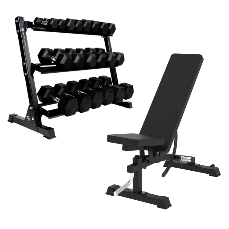 Better Body Rubber Hex Dumbbell Set & Bench Bundle