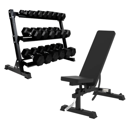 Better Body Rubber Hex Dumbbell Set & Bench Bundle