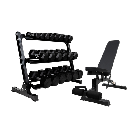 Better Body Rubber Hex Dumbbell Set & Bench Bundle