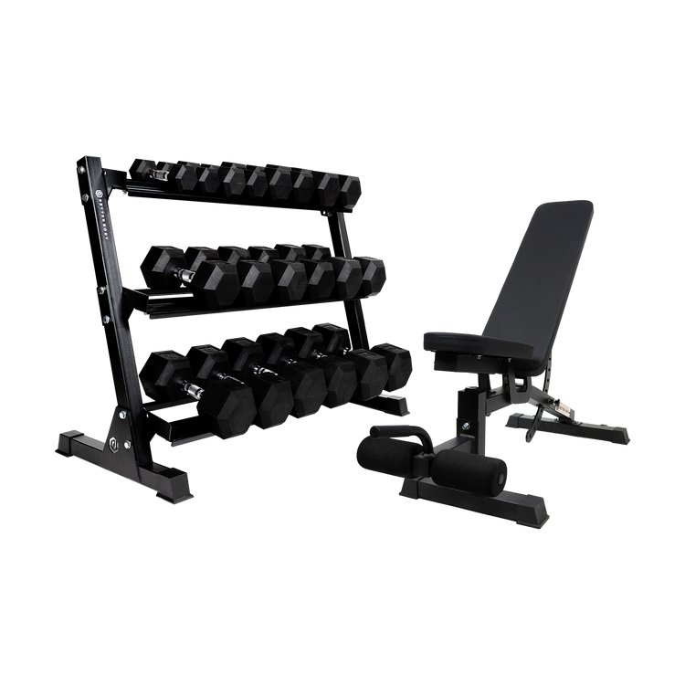 Bench and dumbbell set sale