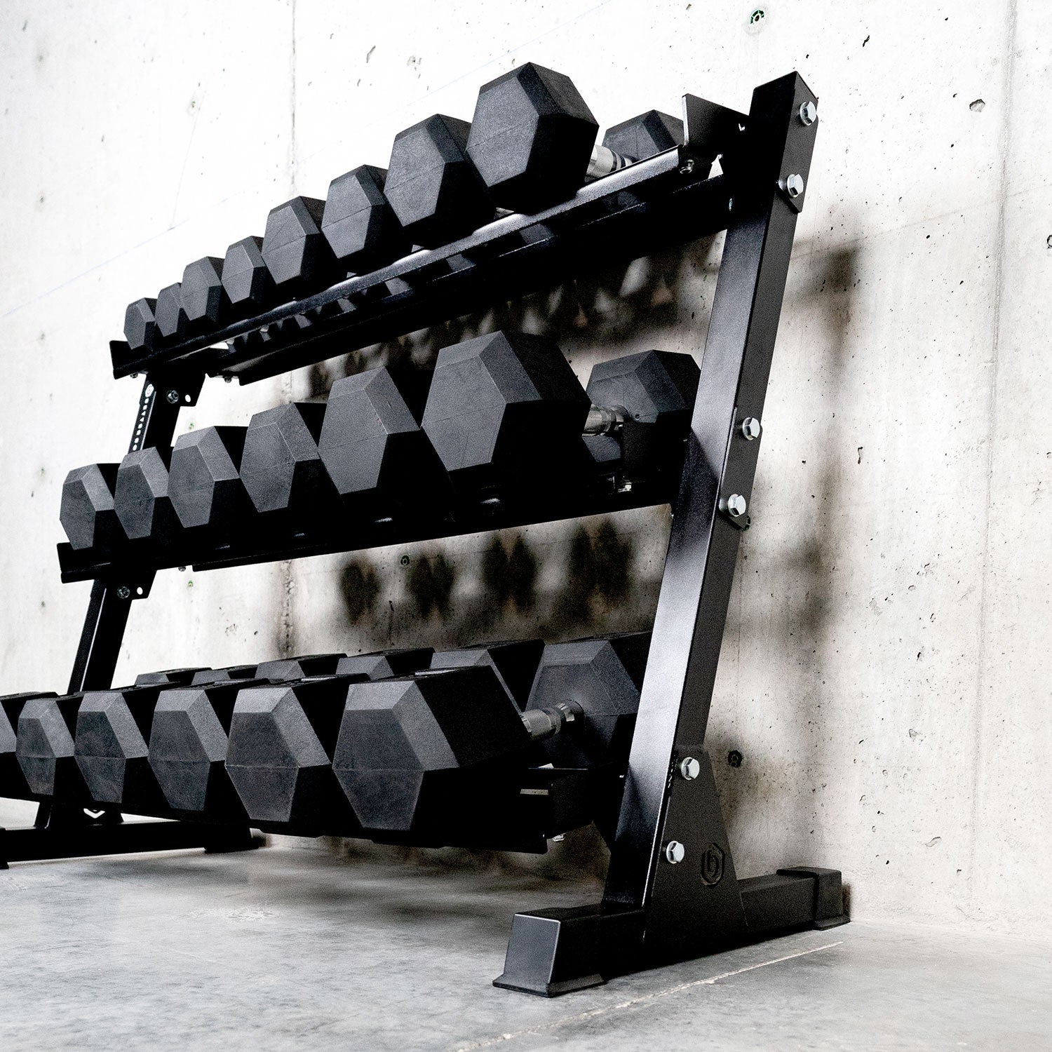 Better Body Rubber Hex Dumbbell Set + Weight Rack | 5-50lbs & Premium Bench Bundle