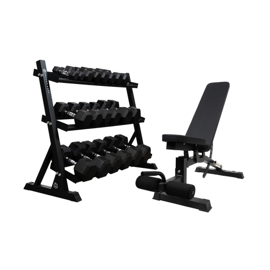 Dumbbell set with bench sale