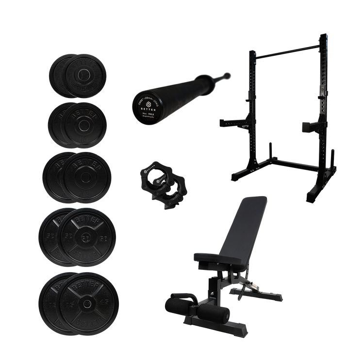 Power Bundle with Squat Rack Weight Set Bench Better Body Equipment