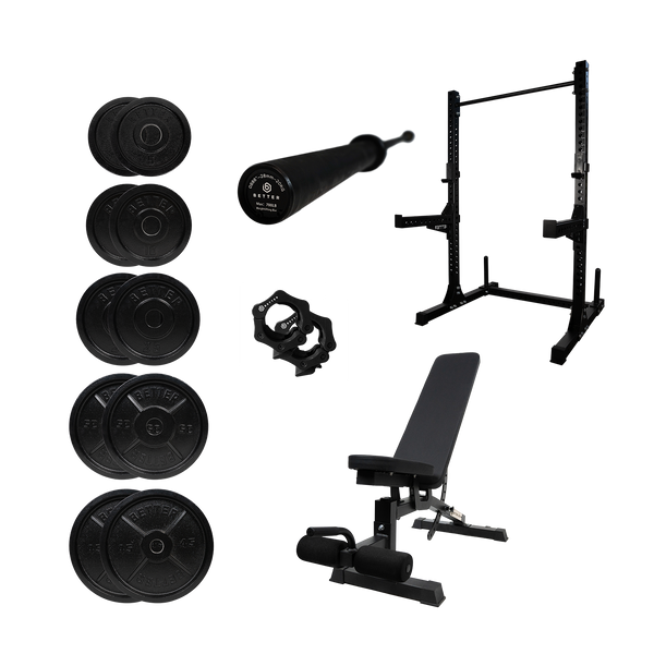 Power Bundle with Squat Rack Weight Set Bench Better Body