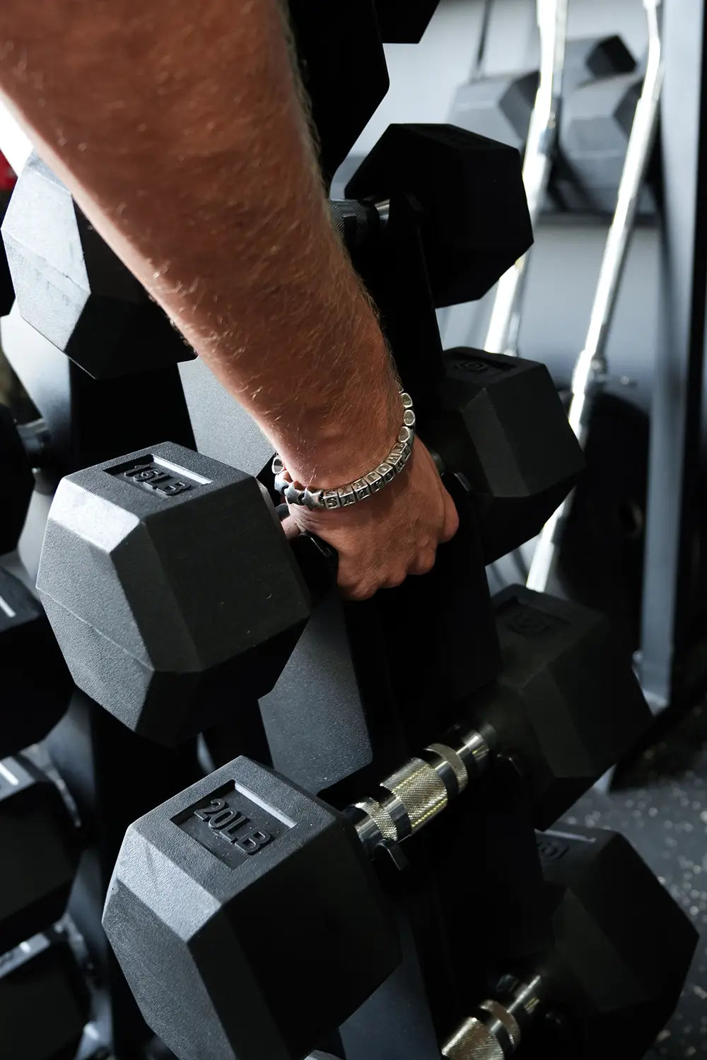 Better Body Rubber Hex Dumbbell Set + Weight Rack | 5-30lbs