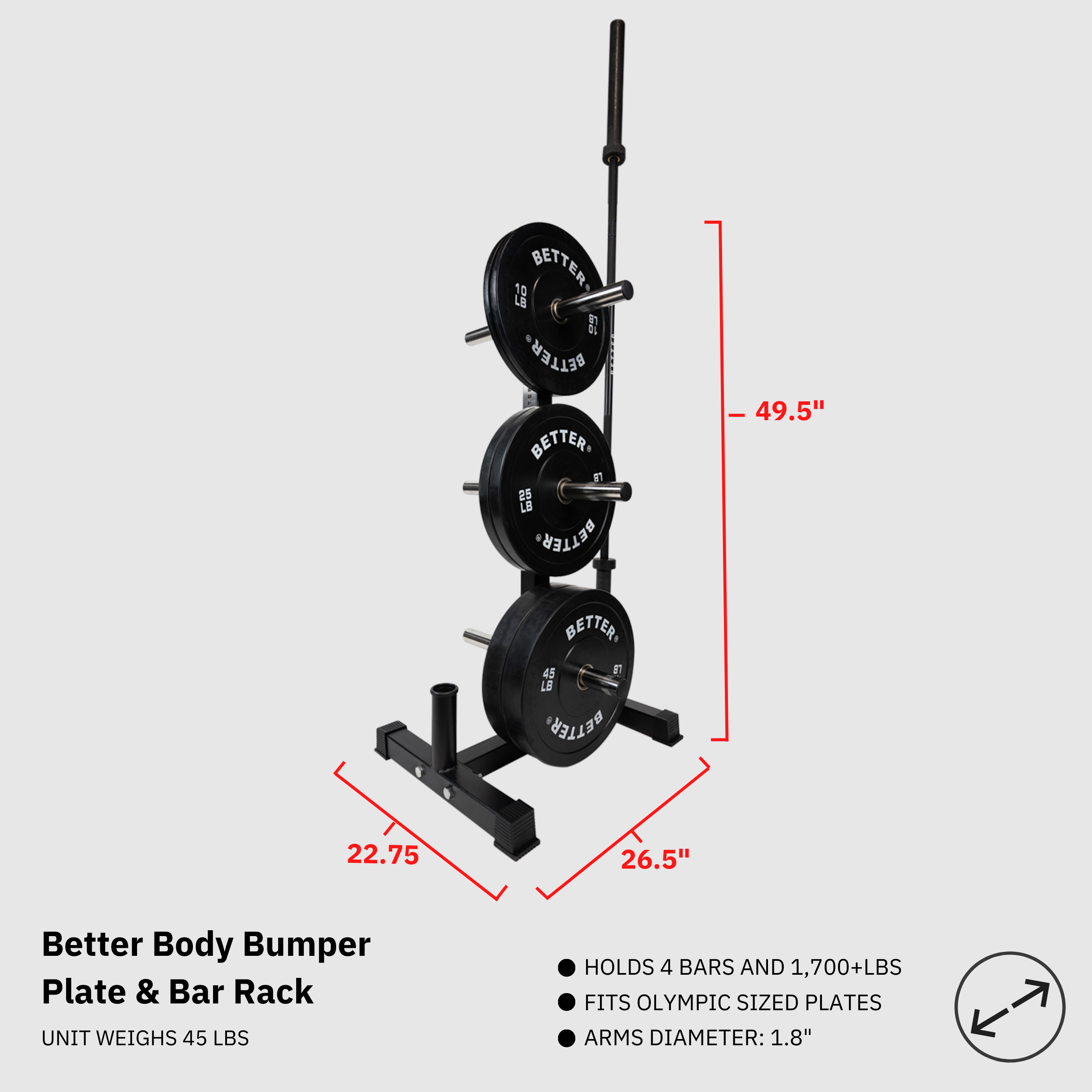 Plate and Barbell Rack 2.0 | Better Body Equipment