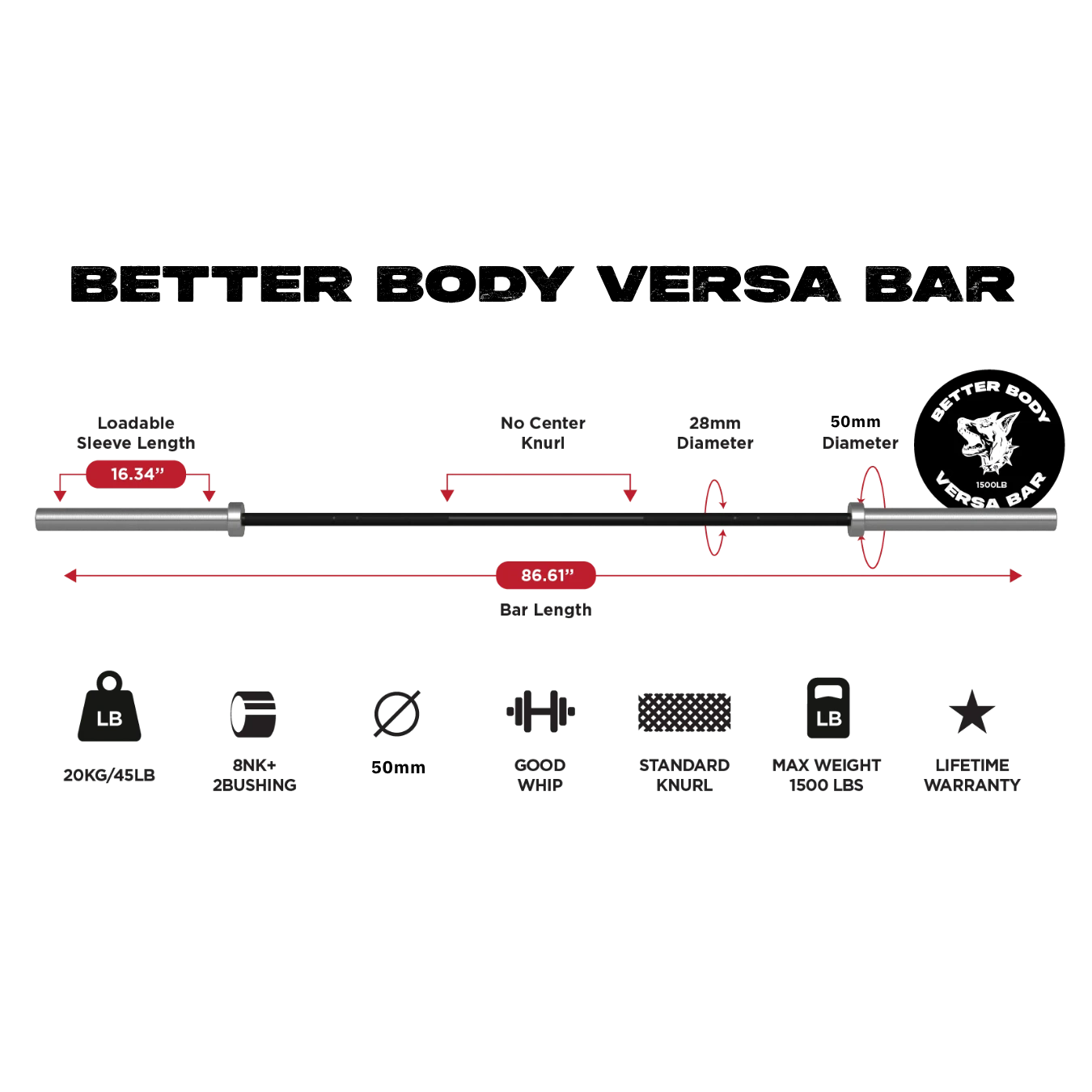 Versa Crossfit Bar | 20KG Footprint