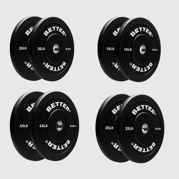 Better Body Barbell, Bumper Plates and Premium Bench Bundle | 10-45lb