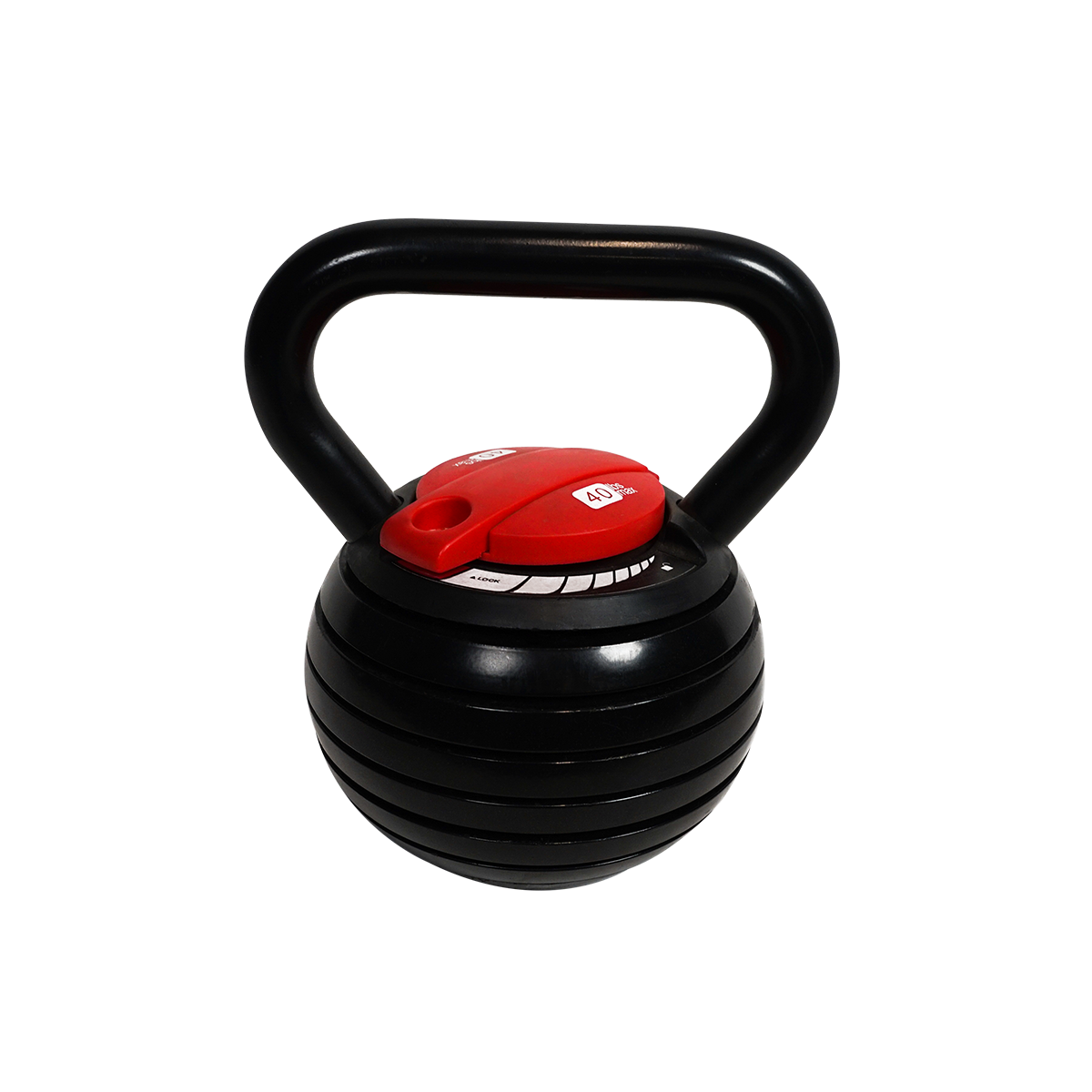 black and red kettlebell with adjustable weight settings