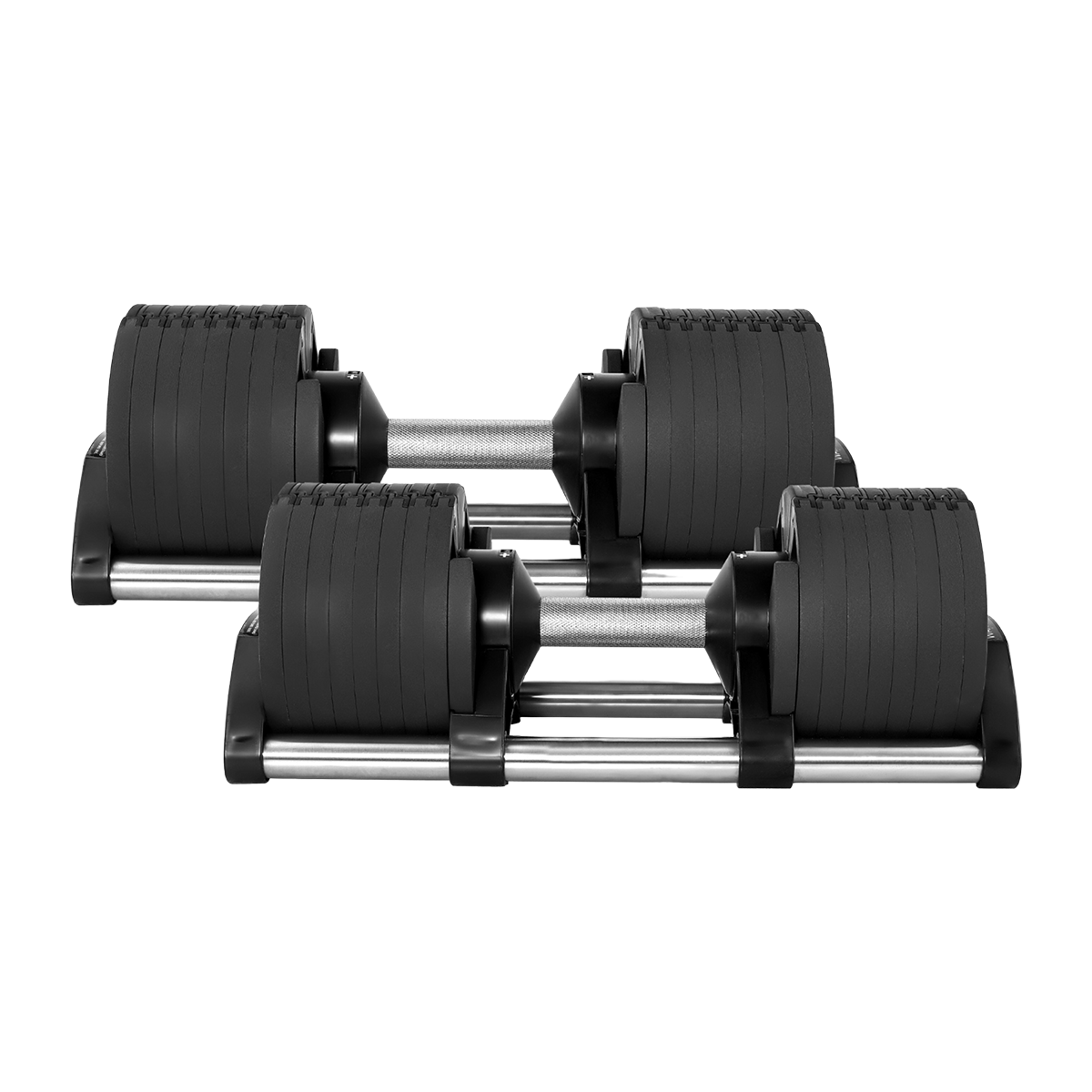 premium black and silver adjustable dumbbell set